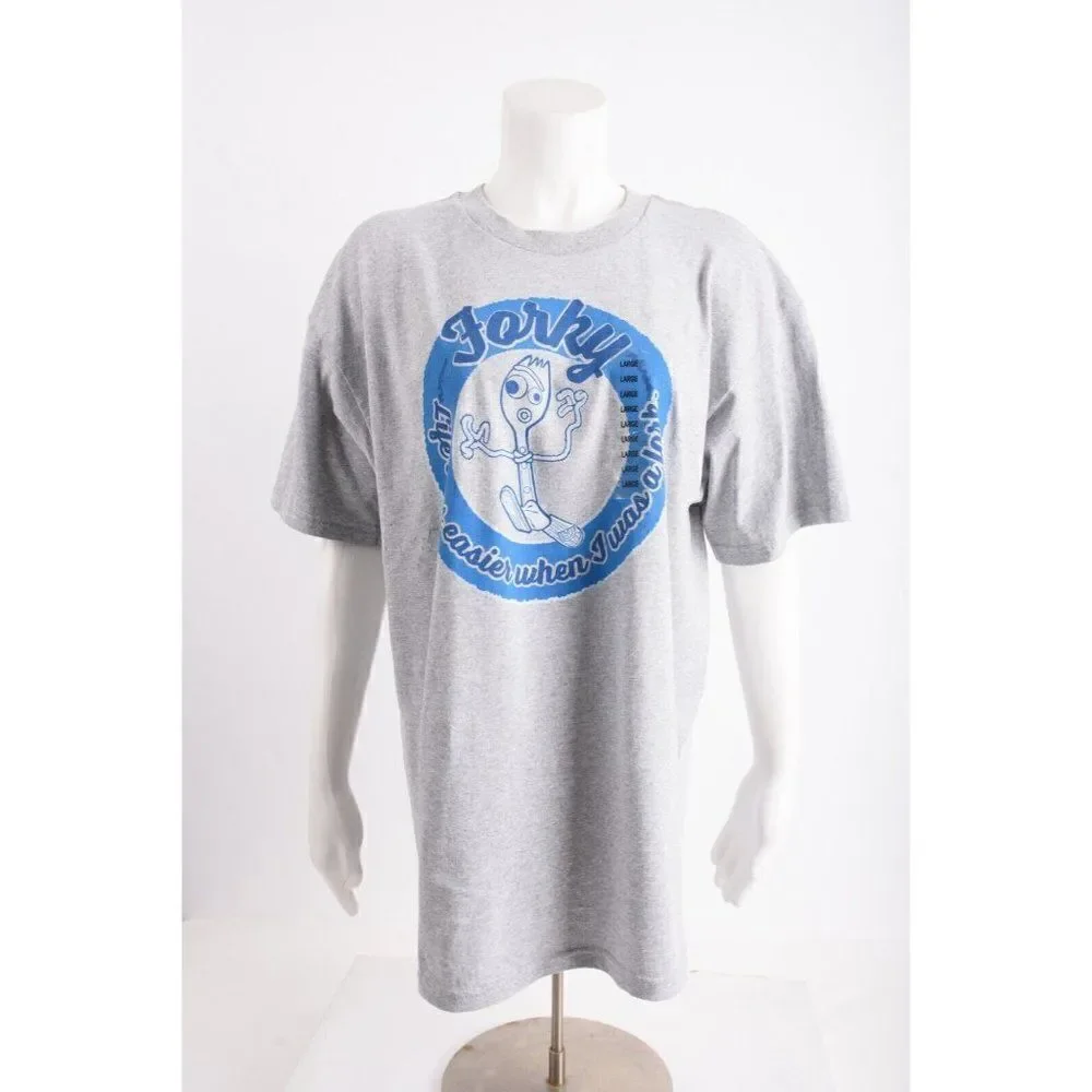 Disney Mens Toy Story 4 FORKY T-Shirt L Gray Life was better when I was Fork NWT